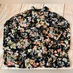 J Jill Size XL Black Pink Floral Long Sleeve Faux Wrap V Photo 7