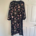 Japna  Lounge Kimono Robe Womens Medium Blue Floral Belt Lounge Vacation Travel Photo 5