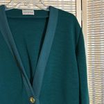 Devernois Paris Vintage 1970s Forest Green Preppy Cardigan Sweater Blazer Size 18 Photo 5