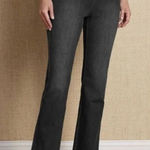 Soft Surroundings black wash wide leg pull on jeans M Photo 0