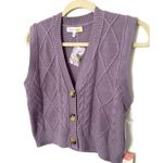 NWT Hazel Moon Cropped V Neck Knit Sweater Vest Purple Short Sleeve Sz M (flaw) Size M Photo 3