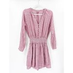 Rails Jasmine Lucia Stripe Smocked Waist Long Sleeve Linen Blend Mini Dress S Photo 2