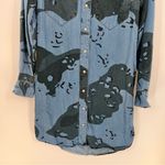 All Saints Kat Women's Camo Denim Mini Shirt Dress in Shades of Blue/Black Sz 0 Photo 3