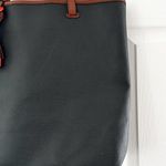 Fossil Rachel NS Black Coated Contrast Tan Leather Strap Trim Shoulder Tote Photo 2