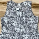 Gap NEW  Split Neck Grey White Floral Mini Fit and Flare Dress Women’s 8 Photo 3