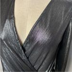 Good Luck Gem NWT  Silver Metallic Puffy Long Sleeve Open Back Blouse
Bodysuit S Photo 1