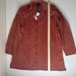 Susan Graver Style Womens Red Gold Metallic Lurex Button Front Shirt 2X Stretch Photo 6