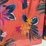 Old Navy Women Relaxed Tie-Cuff Linen-Blend Floral Tropical Top Blouse XL Coral Photo 8