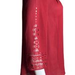 Anthropologie Maeve Shirt Womens 4 Teni Blouse Burgundy Red Laser Cutout Neck Photo 4
