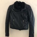 AQUA  Leather Fur‎ Moto Jacket Photo 1