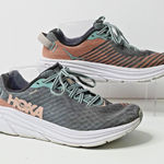 Hoka One One Rincon Womens 7.5 Gray Salmon Pink Chunky Lace Up Comfort SEE Photo 0