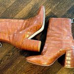 Chinese Laundry Brown Croc-Embossed Ankle Boots Photo 2