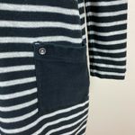 J. Jill Sweater Dress S Black Gray Striped Shift Tunic Short Long‎ Sleeve Pocket Photo 3