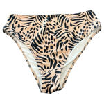 Shade & Shore Womens Cheeky Bikini Bottom Beige Black Animal Print Size M Photo 0