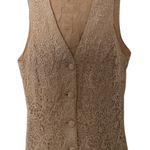 Vintage Boho Festival Vest Cream Lace Beaded Marabou Feather Trim Women’s S Photo 0