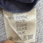 Silk Button Down Shirt Long Sleeve Blouse Top Relaxed Fit‎ Size 40 Shoulder Pad Blue Photo 3