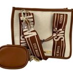 Steve Madden NWT  BWebber Canvas Satchel Bag Cream Natural Crossbody Logo Strap Photo 0