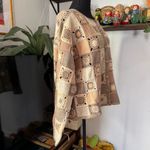 Talbots Vintage  Hand Knit Earth Tone Granny Square Button Down Cardigan Sweater Photo 2