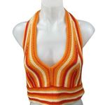 SheIn Orange Crochet Knit Sleeveless Halter Cami Camisole Crop Tank Top Size 12 Photo 0