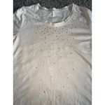 Allison Daley  Petite‎ Women's Ivory w/ gold rhinestone short sleeve Tee Size L Photo 1