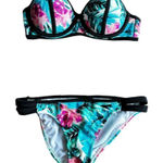 Inmocean Hawain Tropical Strapless String Bikini Set Size S Blue Photo 0