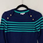 Nautica Navy & Green Striped Square Neck Sweater Size S Coastal Preppy Photo 1