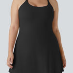 Halara NWT Everyday SoftlyZero™ Plush Backless 2-in-1 Flare Workout Dress black Photo 0