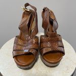 Chloé Renna Leather Snakeskin Slingback Cork Wedges Size 39.5 Photo 1