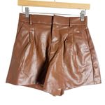 ZARA Brown Faux Leather Pleated High Waisted Shorts Blogger Favorite Size Small Photo 0
