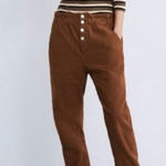 ZARA High Waisted Paper Bag Button Fly Corduroy Ankle Pants Toffee Brown Size 2 Photo 0