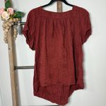 Torrid Rust Red Square Neck Puff Sleeve Embroidered Button Down Top Size 1 Photo 4