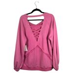 POL  Annely Pullover Cut Out Sweatshirt Puff Sleeve Oversized Pink Small NEW Photo 8