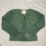 Anthropologie  Hei Hei Hilltop Ruched Green Cotton Zip Bomber Jacket Size Medium Photo 3