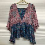 Floreat Valo Burnout Velvet Print Silk
Blend Asymmetrical Hem Blouse Pink Size XS Photo 3