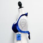 Lisa Blue Velvet Sorceres Halter Center Gold Ring Padded Side Tie Bikini NWT XS Photo 3