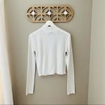 Urban Outfitters  Long Sleeve Waffle Knit Crop Top Ivory Sz Large Photo 6