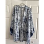 Cacique  Womens 18/20 Blue Lace Kimono Tie Waist Robe Comfort Blue Floral Cottage Photo 1