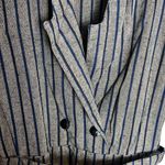Numero Uno Size M Long Sleeve Belted Shirt Dress Gray Tweed Blue Stripe Academia Size M Photo 2