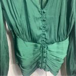 Anthropologie Sensual Plunge V-Neck Cinch Puff Sleeve Green Emerald Top size XS Photo 5