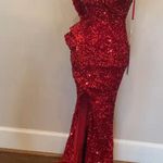 Sparkly sexy red prom dress, pageant evening gown, formal dress, gala gown Size 0 Photo 0