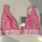 SKIMS x Swarovski Cotton Rib Plunge Crystal Bralette Bubble Gum Pink Large NEW Photo 3