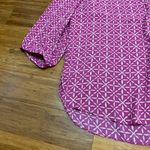 NYDJ Womens Plus Size XL Pink Geometric Print Split Neck 3/4 Sleeve Blouse Top Photo 2