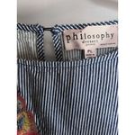 Philosophy  Dress PL Blue White Striped Embroidered Dress Balloon Sleeves Pockets Photo 5