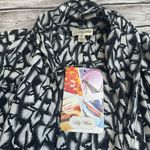 Lily White  Women's Lightweight Open Cardigan Abstract White Black XL Extra Large Photo 6