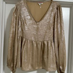 Andree by Unit  Gold Babydoll‎ Long Sleeve Shiny holiday party Medium Photo 0