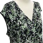 Soma  Jersey Dress Womens L Black Multi Floral Surplice Faux Wrap Comfort Cottage Photo 1