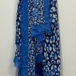 J. McLaughlin  Giselle Scarf NWT $98 Silk Blend Shaw Blue White‎ Leo Border Polka Photo 0