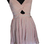 Angie  Pink Eyelet Tiered Mini Dress Boho Cutout Coquette Clean S Photo 0