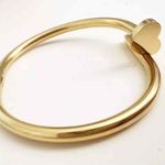 18K Gold Plated Stainless Steel Heart Nail Bangle Bracelet Womens Jewelry NWT Photo 0