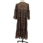 Natural Life Floral Print Midi Dress Kimono Sleeve Brown Red Size Small Photo 6
